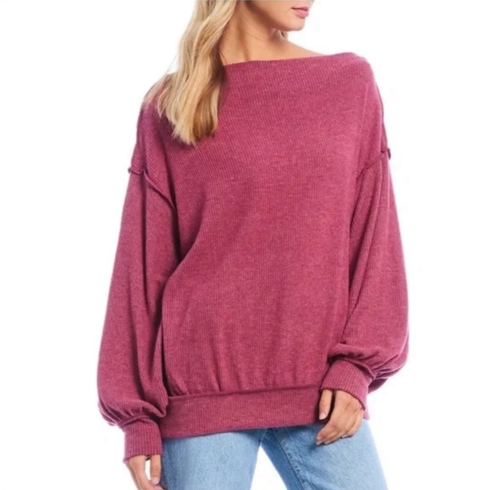 We The Free People Women's Main Squeeze Hacci Top Red Small S Berry Pink